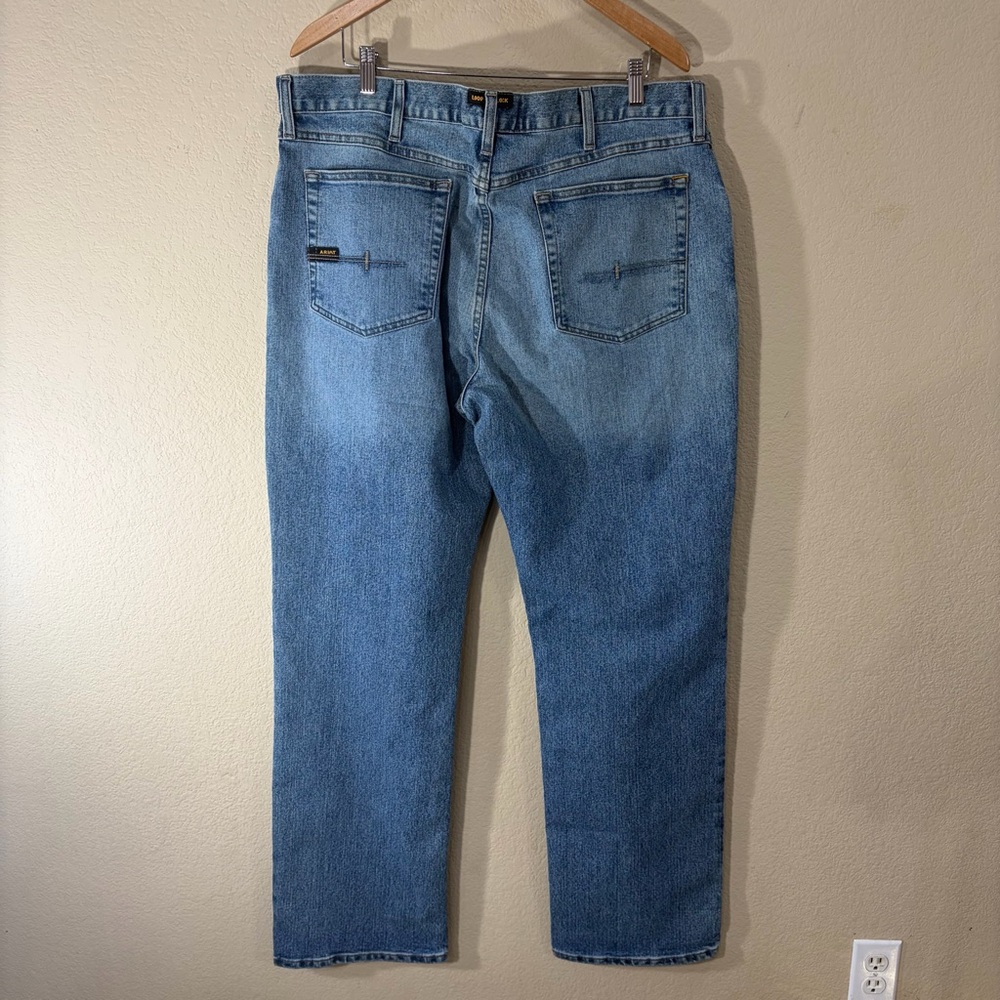 Ariat Rebar M4 Relaxed Bootcut Men's Blue Denim Jeans Cotton Logo 5-Pocket 38x34 - Picture 6 of 15